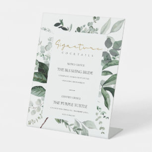 Signe De Table Feuillage vert Signature Boissons Cocktails