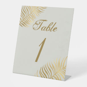 Signe De Table Feuille simple Golden Tropical Mariage Numéro de t