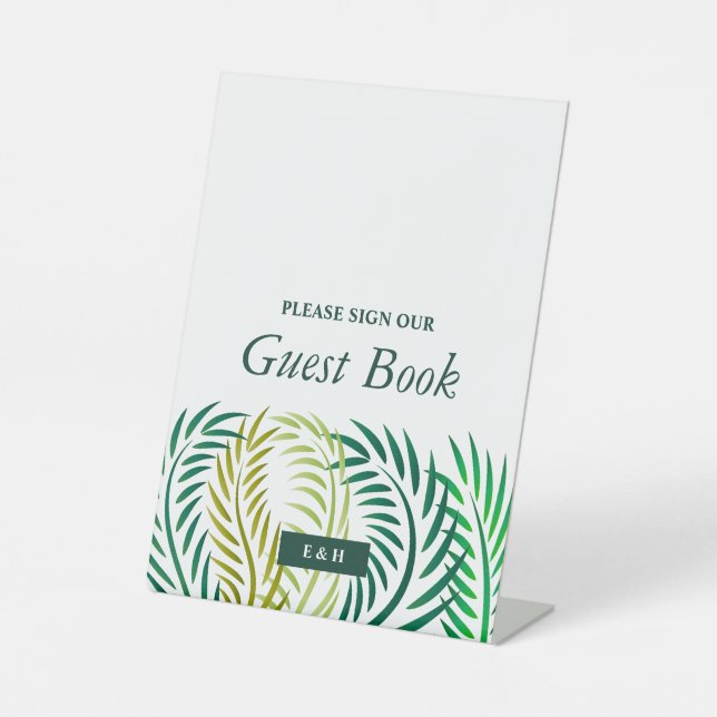 Signe De Table Feuilles de palmiers tropicaux, Mariage de plage (Recto)