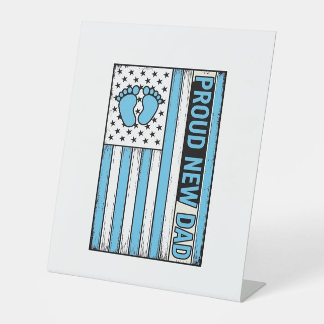 Signe De Table Fier Nouveau Papa Pieds de Bébé Drapeau Vector Des (Recto)