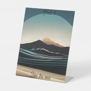 Signe De Table Fierce Minimaliste Monta plage Ocean Wave Logo -