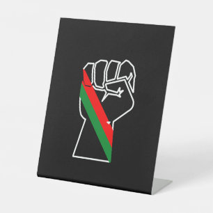 Signe De Table fierté noire drapeau rouge vert poing panafricain