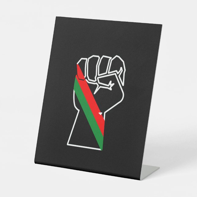 Signe De Table fierté noire drapeau rouge vert poing panafricain  (Recto)