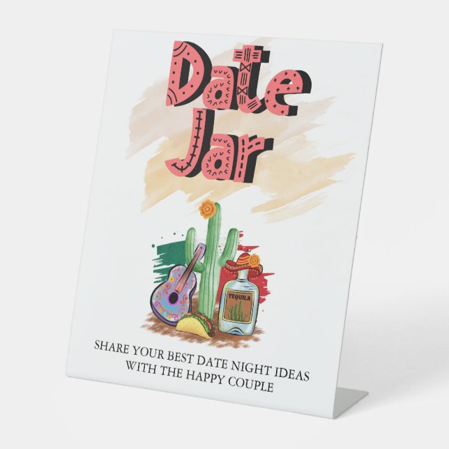 Signe De Table Fiesta | Fête des mariées aquarelle | Date Nuit (Recto)