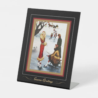 Signe De Table Figure Patinage Art Déco Dames de Noël