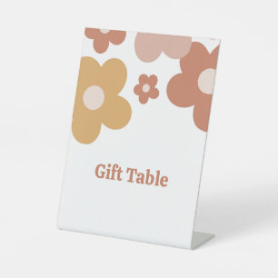 Signe De Table Fille Anniversaire des marguerites Retro tendance