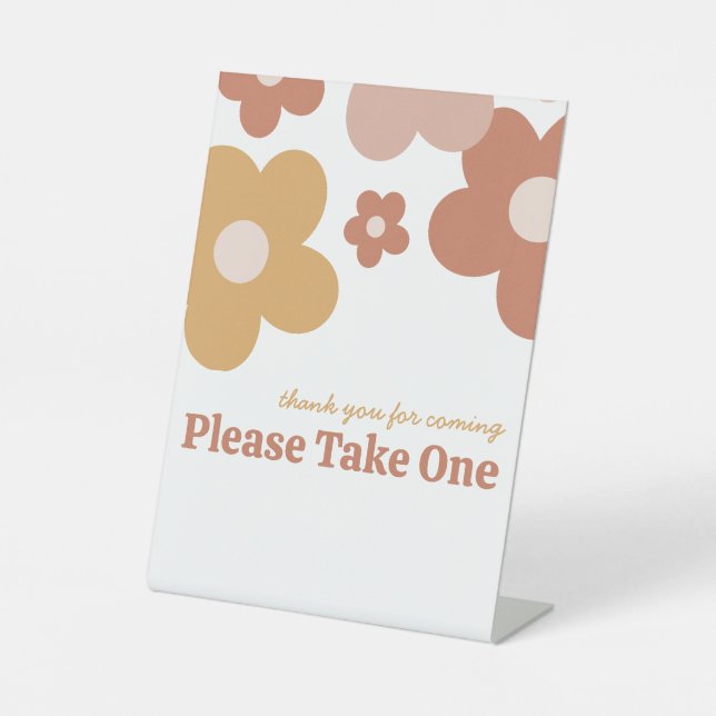 Signe De Table Fille Anniversaire des marguerites Retro tendance (Recto)