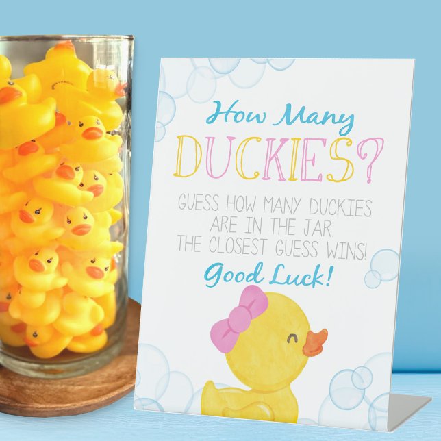 Signe De Table Fille Combien De Duckies Jeu (Girl Watercolor Rubber Duck How Many Duckies Game Party Sign for Baby Shower or Birthday)
