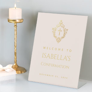 Signe De Table Fille Confirmation Elegant Pink Gold Cross in Cres