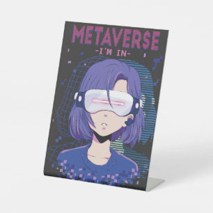 Signe De Table Fille d'anime lunettes de réalité virtuelle Pannea