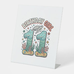Signe De Table Fille d'anniversaire 11 Tortue de mer Conception d