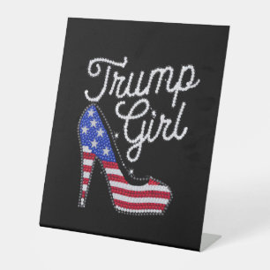 Signe De Table Fille Trump Talon Haut Drapeau Américain Bling Pat