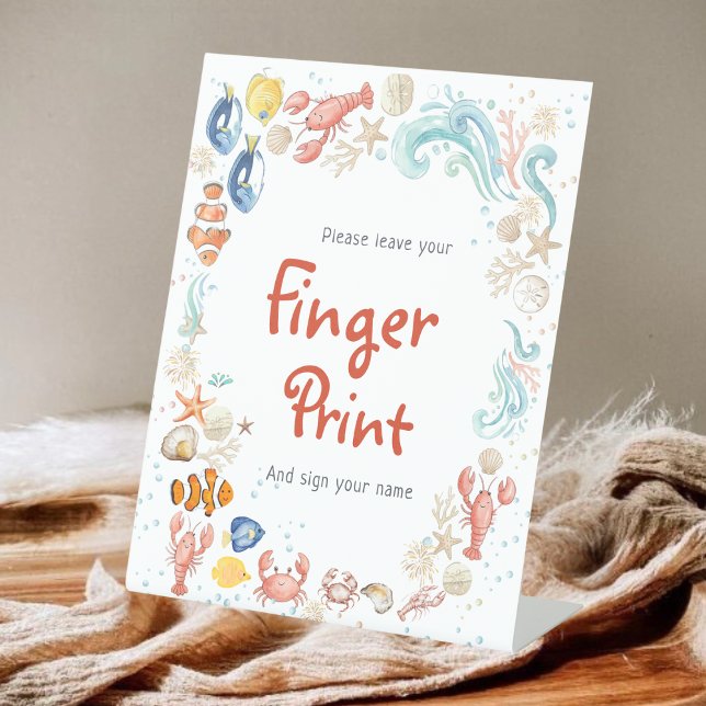 Signe De Table Fingerprint Guest Book Coastal Ocean Bridal Shower (Créateur téléchargé)