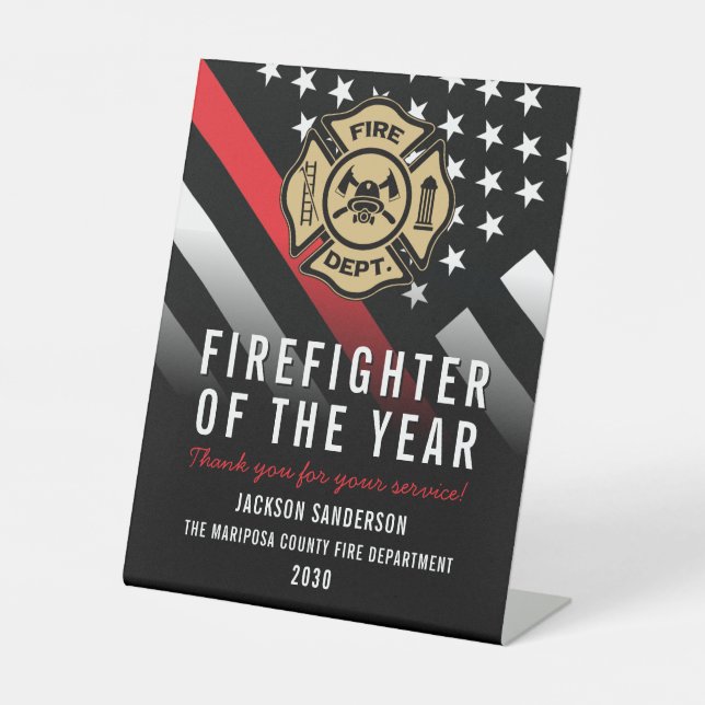 Signe De Table Firefighter of the Year Employee Logo Red Line (Recto)