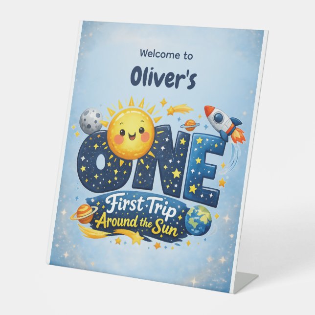 Signe De Table First Trip Around the Sun First Birthday Welcome (Recto)