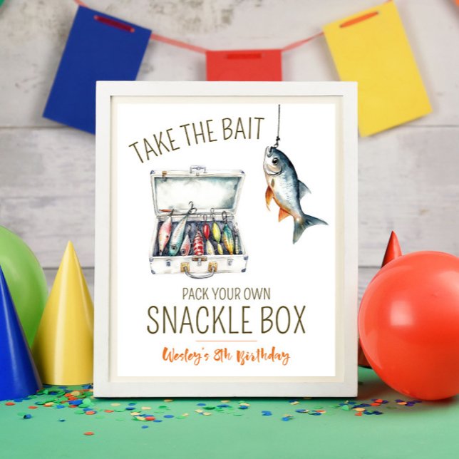 Signe De Table Fishing Themed Birthday Party Snackle Box (Créateur téléchargé)