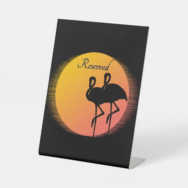 Signe De Table Flamants roses Sunset réservés (Recto)