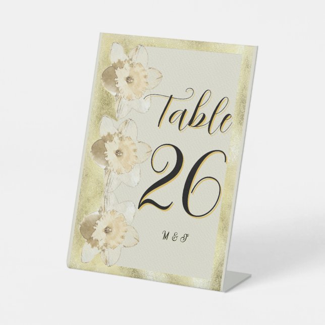 Signe De Table Fleur de narcisse moderne personnalisée avec cadre (Recto)