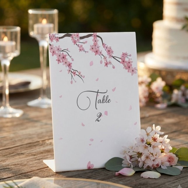 Signe De Table Fleur de Sakura élégante à l'aquarelle  (Créateur téléchargé)