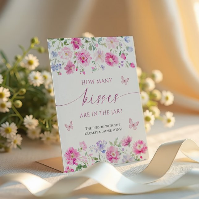 Signe De Table Fleur rose vif Combien De Baisers Sont Dans Le Jar (Créateur téléchargé)