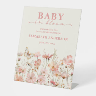 Signe De Table Fleur sauvage Baby in Bloom Baby shower Affiche de
