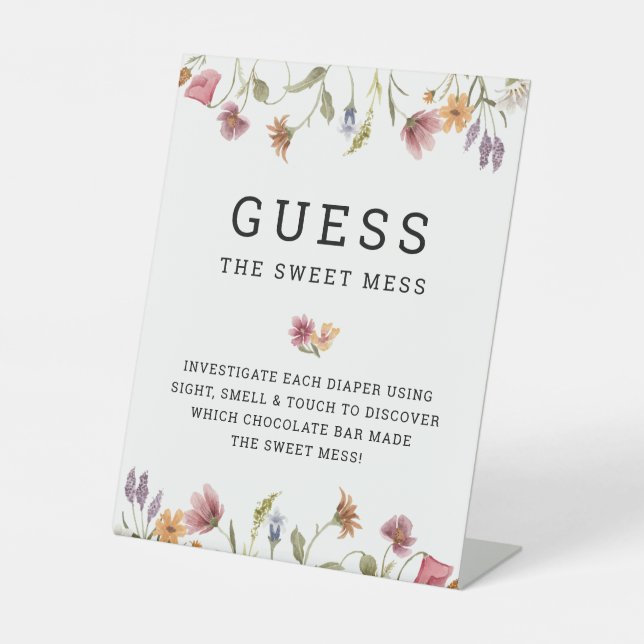Signe De Table Fleur sauvage Baby shower Devine Le Jeu De Mess Sw (Recto)