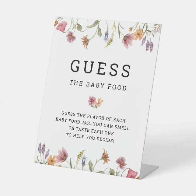 Signe De Table Fleur sauvage Baby shower Devine Le Jeu De Nourrit (Recto)