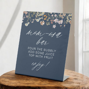 Signe De Table Fleur sauvage bleu marine Baby shower Maman-Osa Ba