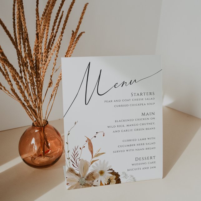 Signe De Table Fleur sauvage d'automne Boho | Menu Mariage (Créateur téléchargé)