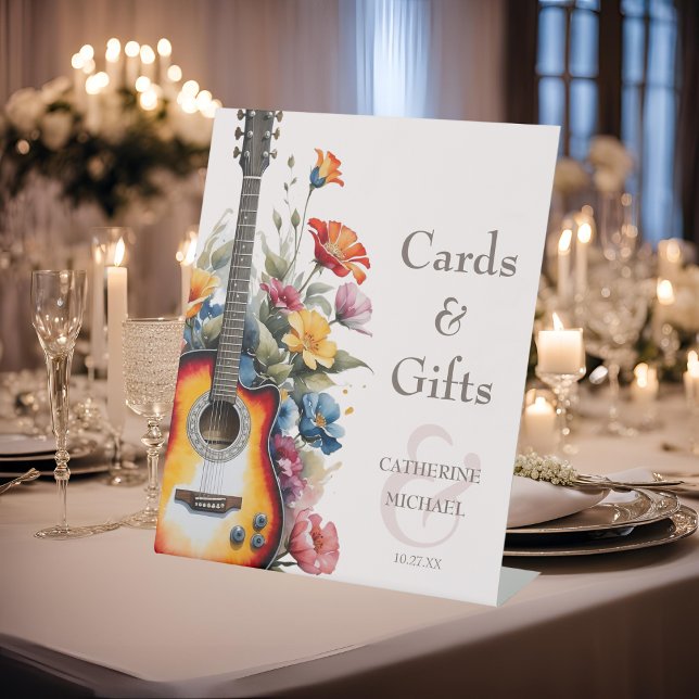 Signe De Table Fleur sauvage de guitare Ampersand Cadeaux de mari (Créateur téléchargé)