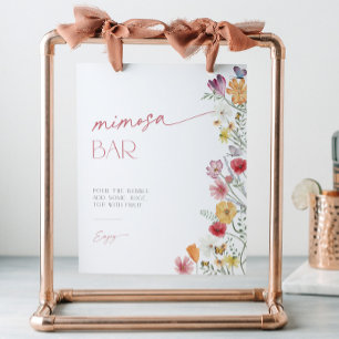 Signe De Table Fleur sauvage et papillon Mimosa Bar Cocktail Bois