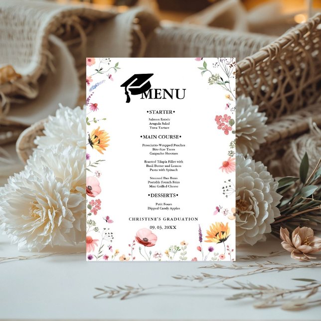 Signe De Table Fleur sauvage Garden Graduation Party (Créateur téléchargé)