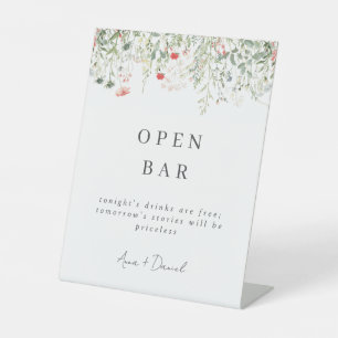 Signe De Table Fleur sauvage Meadow Mariage Open Bar
