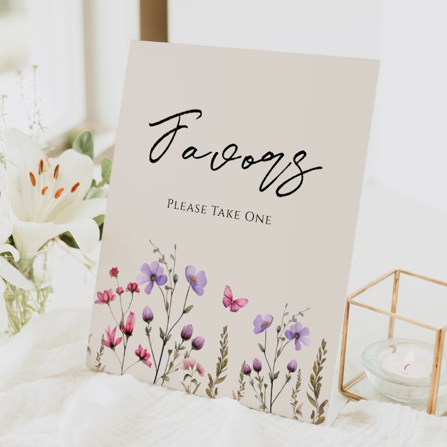 Signe De Table Fleur sauvage moderne Beige Wedding Faveurs (Créateur téléchargé)
