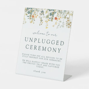 Signe De Table Fleur sauvage rustique Unplugged Cérémonie Mariage