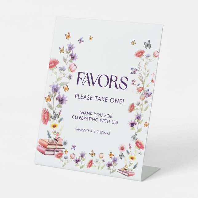 Signe De Table Fleur Sauvage Violette Cadeau de Fiançailles (Recto)