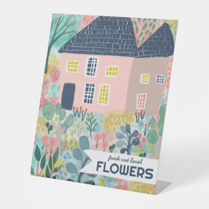 Signe De Table Fleuriste Étal de Fleurs Jardin Cultivé Aquarelle