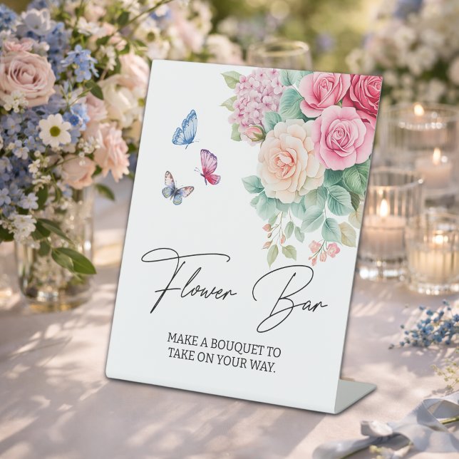 Signe De Table Fleurs Bar Bloom Papillons Shower de Mariage  (Créateur téléchargé)
