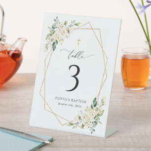 Signe De Table Fleurs blanches crème, Boho, Numéros de table de b