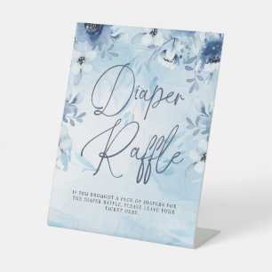 Signe De Table Fleurs Bleues Baby shower Déchets Raffle