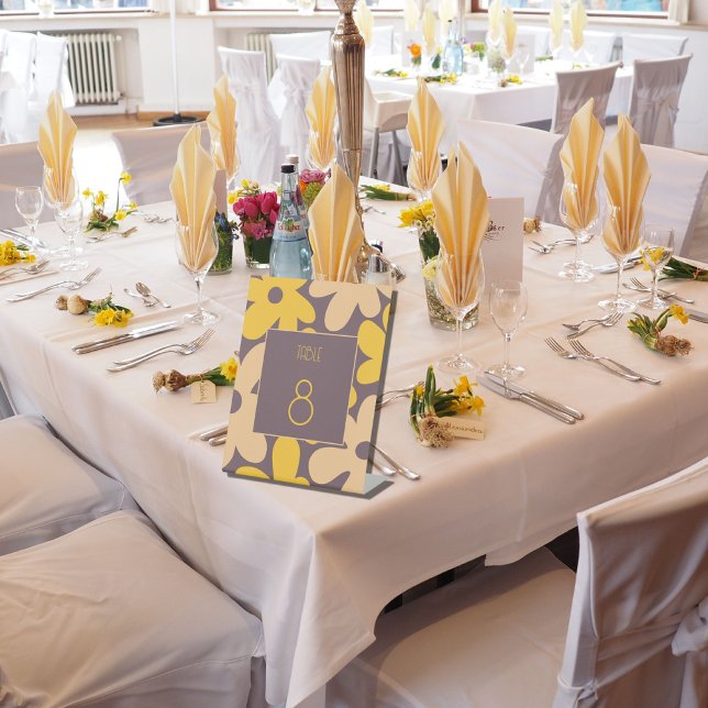 Signe De Table Fleurs Brown simples et modernes Mariage Numéro de (Créateur téléchargé)