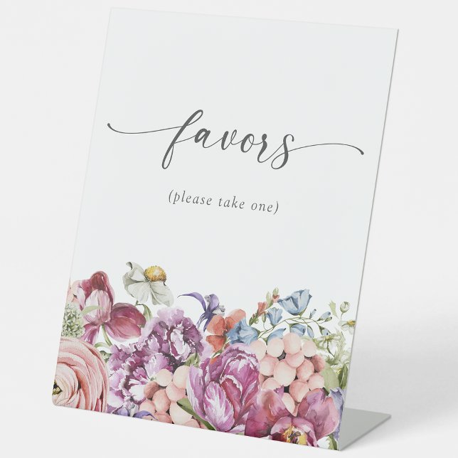 Signe De Table Fleurs Colorées Élégantes (Elegant Colorful Floral Favors Bridal Shower Pedestal Sign by Painted Paperie
)