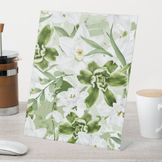 Signe De Table Fleurs d'aquarelle blanche 2