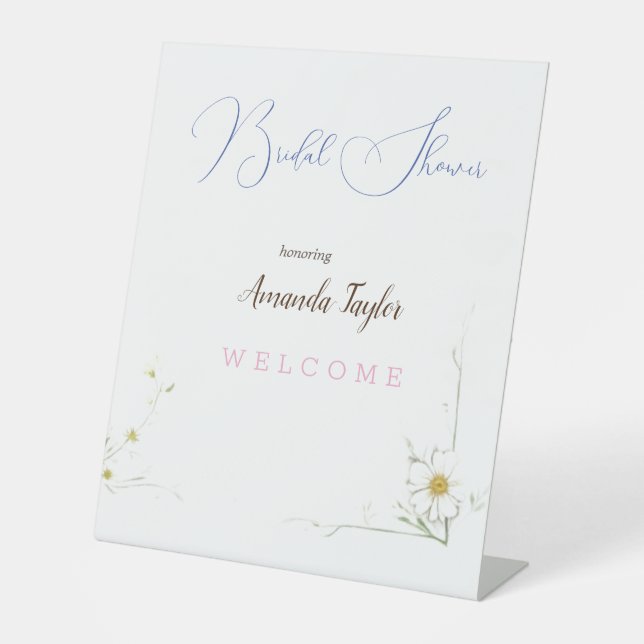 Signe De Table Fleurs d'aquarelle Fête des mariées minimale (Recto)
