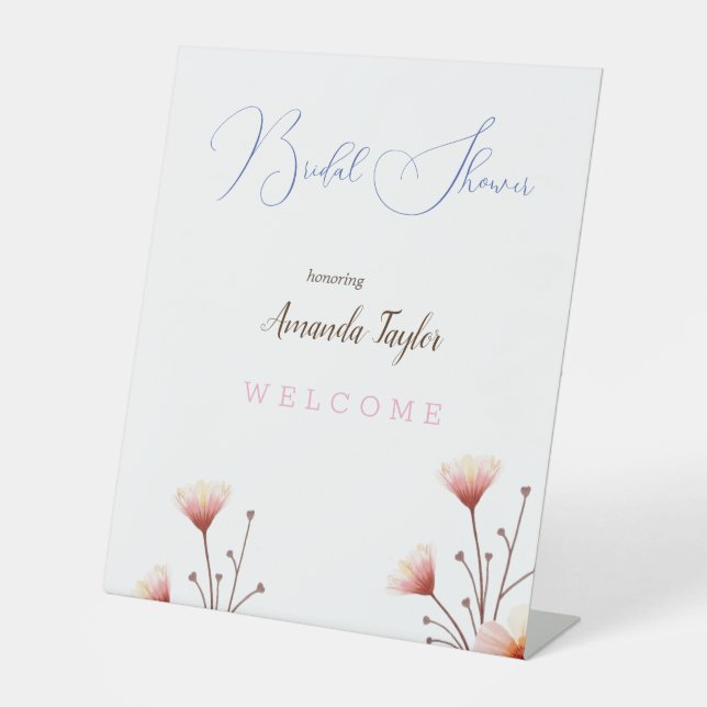 Signe De Table Fleurs d'aquarelle Fête des mariées minimale (Recto)