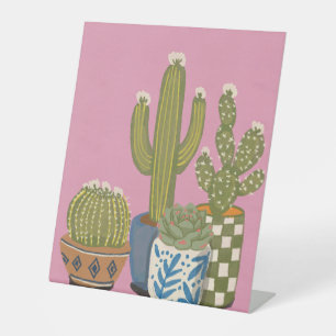 Signe De Table Fleurs de cactus rose