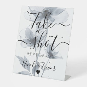 Signe De Table Fleurs de calligraphie translucides bleues Prenez