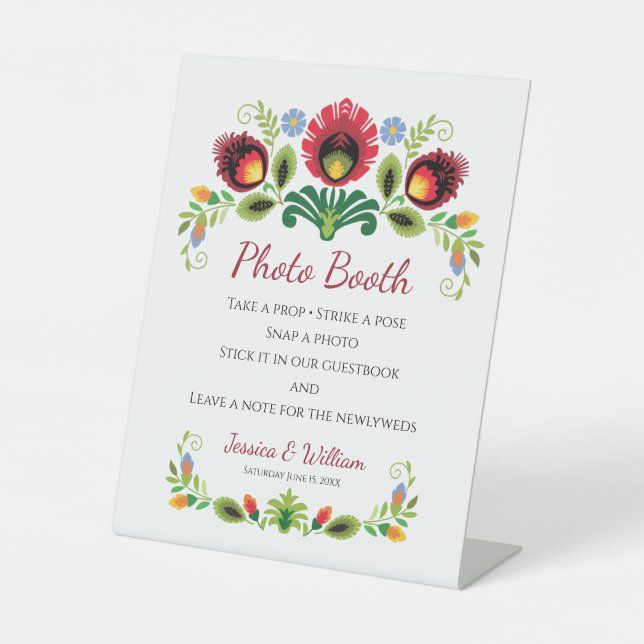 Signe De Table Fleurs folkloriques polonaises rouges (Recto)