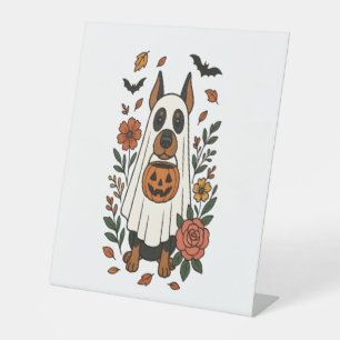 Signe De Table Fleurs Halloween Doberman Pinscher