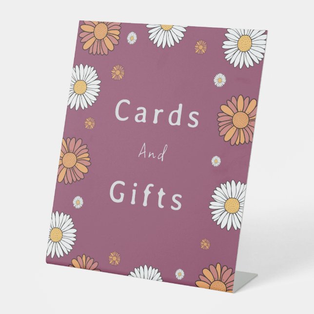 Signe De Table Fleurs marguerites pastel blanc et rose orangé (Recto)